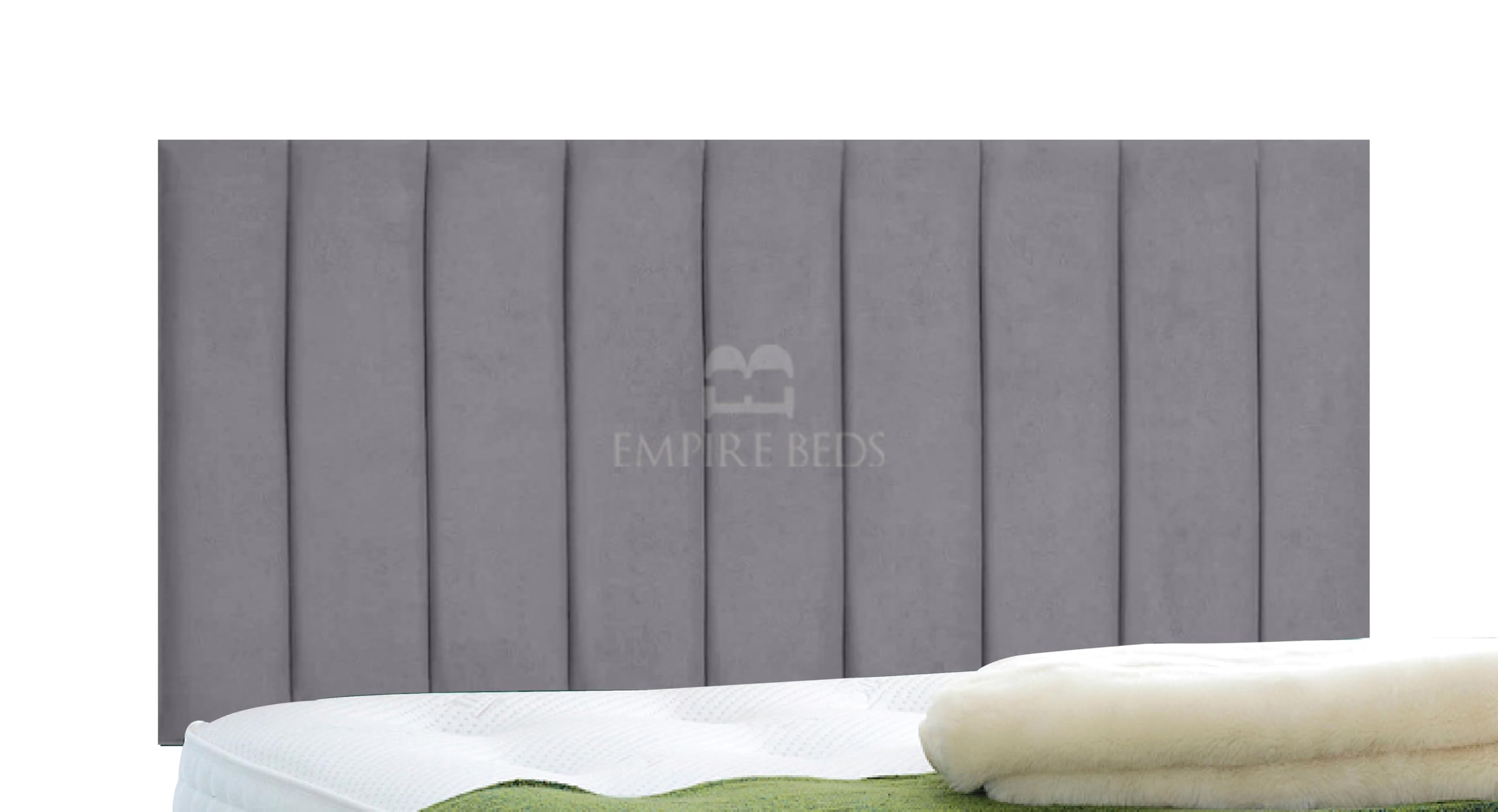 EMPIRE BEDS 24 INCH HEIGHT LUXURIOUS PORTLAND HEADBOARD IN PLUSH VELVET FABRIC FOR DIVAN BEDS(4FT6 Double- Height 24", Silver)
