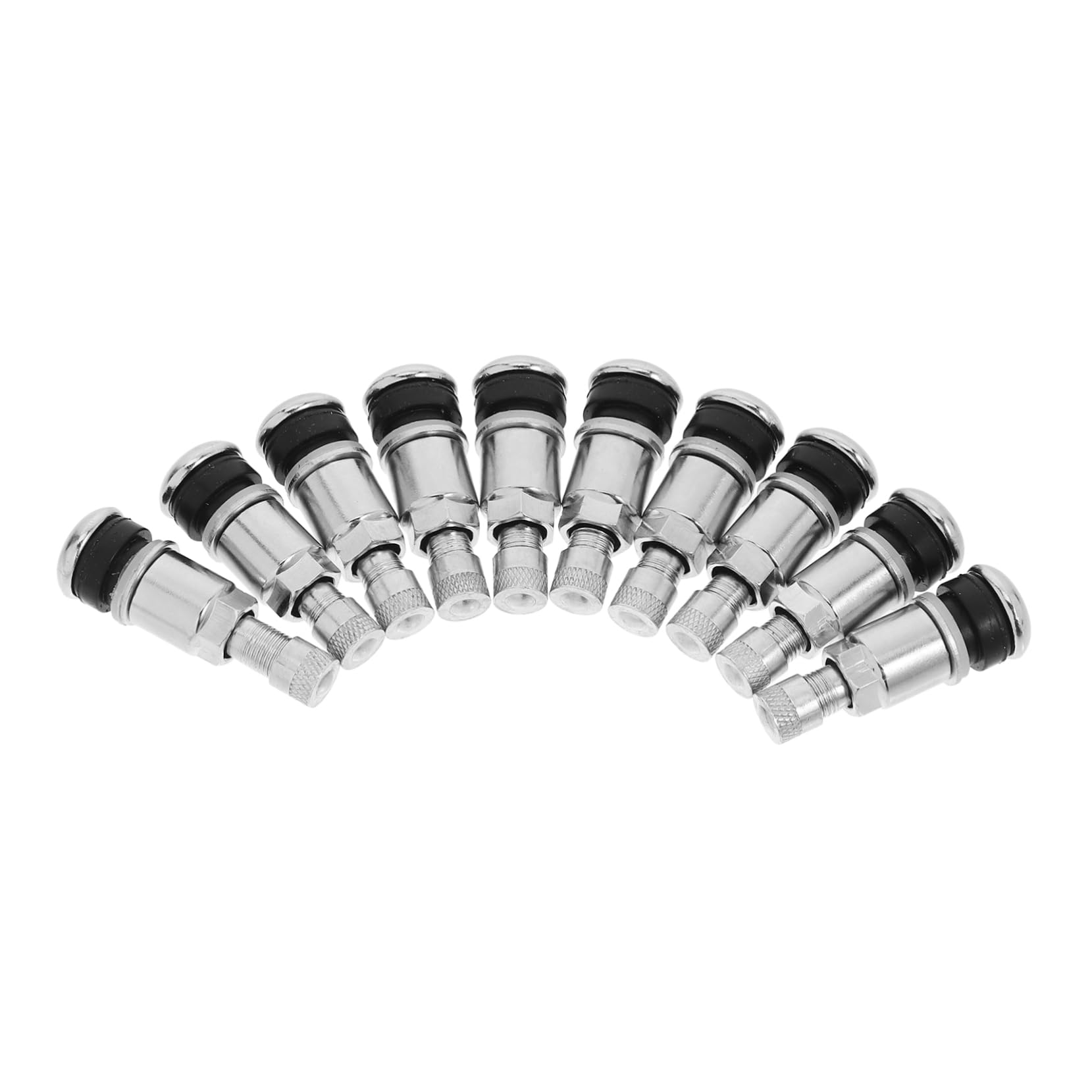 Tiges de Valve de Pneu sans Fuite d'air Résistant à l'usure 10pcs en Acier 45 Couleur Argenté pour Voiture et Camion