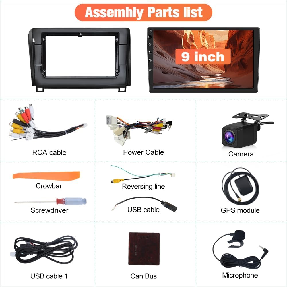 AWESAFE 5GWiFi Upgrade Car Stereo for Toyota Tundra 2007-2013 Toyota Sequoia 2008-2018, 10" Touch Screen Tundra Radio Update with Wireless Carplay Android Auto - 2GB+64GB with Camera