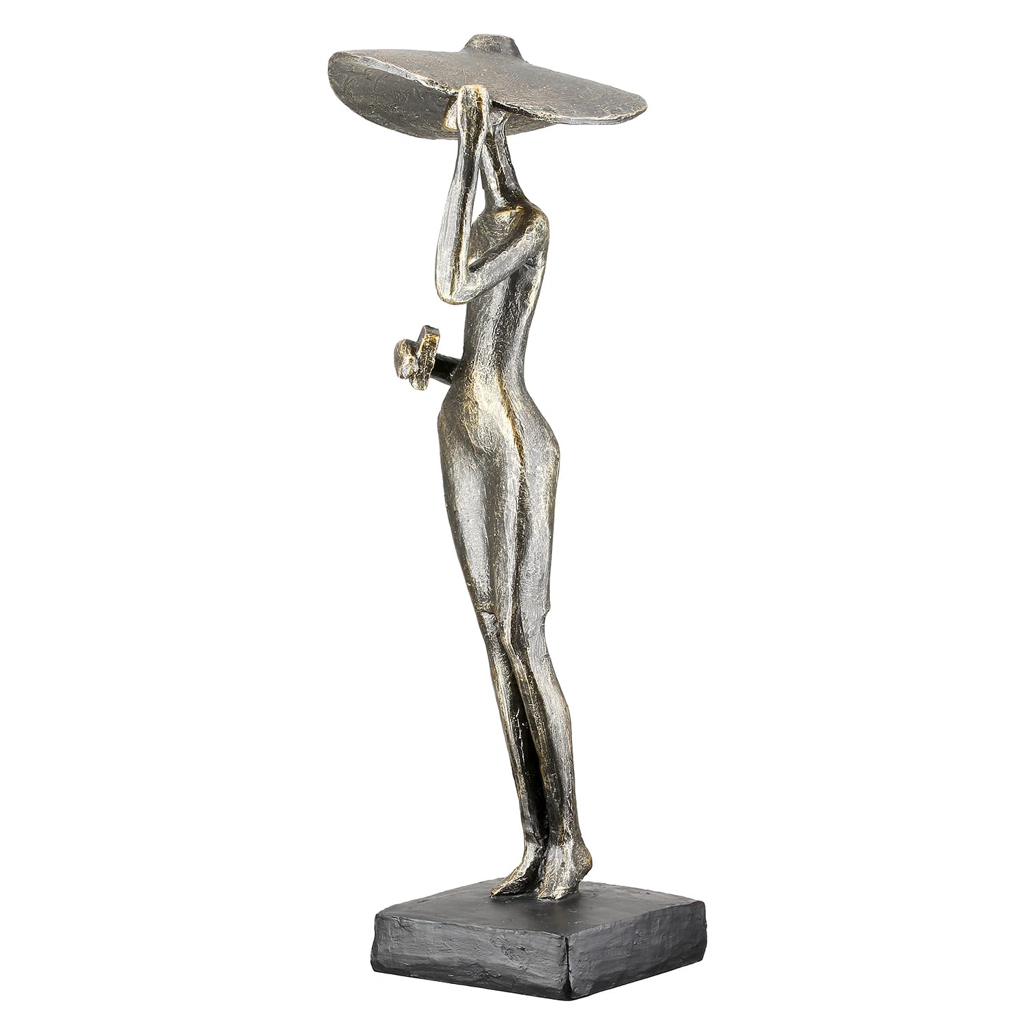 Casablanca Skulptur Lady mit Hut, Deko Figur Bronze, Kunstharz Statue Wohnzimmer, Büro Dekoration H. 33 cm x B. 8,5 cm - Moderne Skulpturen