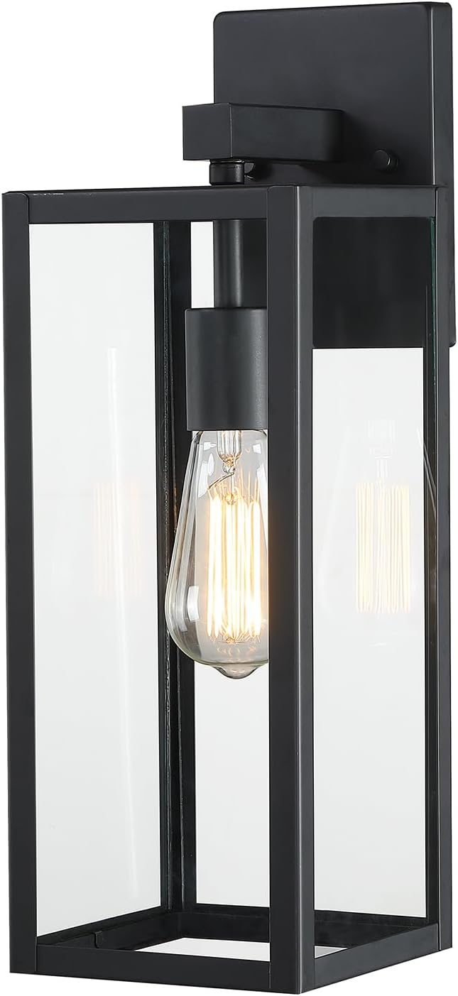 2 Pack Large Outdoor Sconce Lights,18 Inch Outdoor Wall Lantern Light,Exterior Sconce Metal and Glass Large Porch Light, Black Outdoor Lanterns for Front Porch Garage Balcony