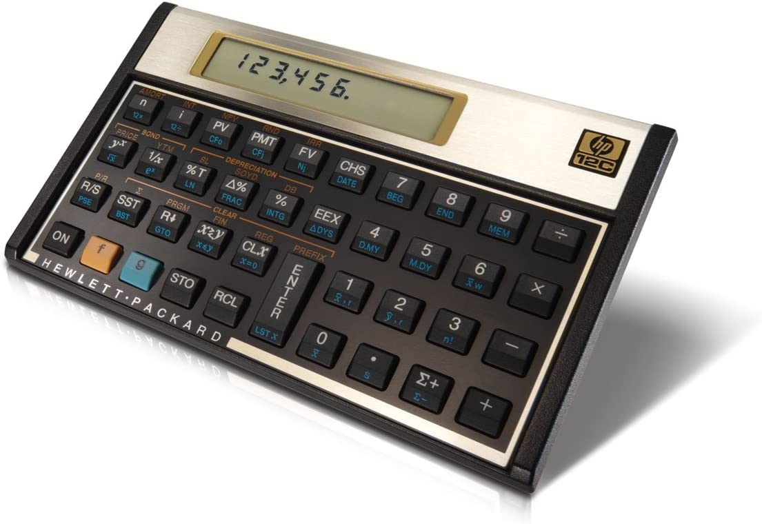 HP 12C - Calculadora financiera + funda protectora WYNGS, color negro
