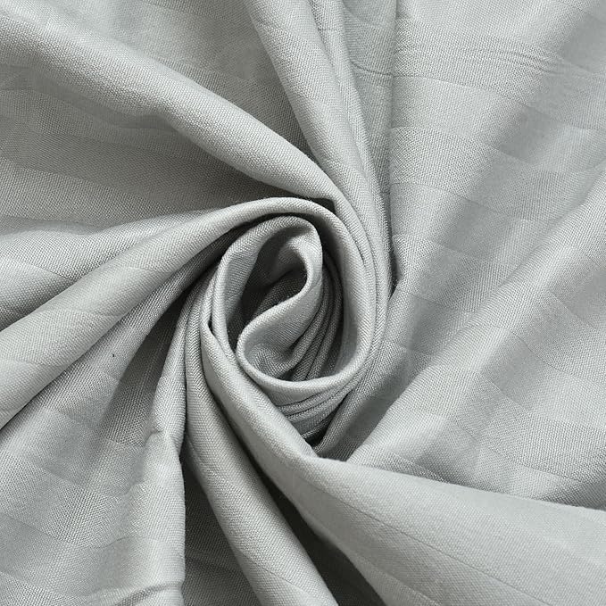 Image of Blue Strip 2 Piece Satin Stripe Glace Cotton Pillow Covers, Silver