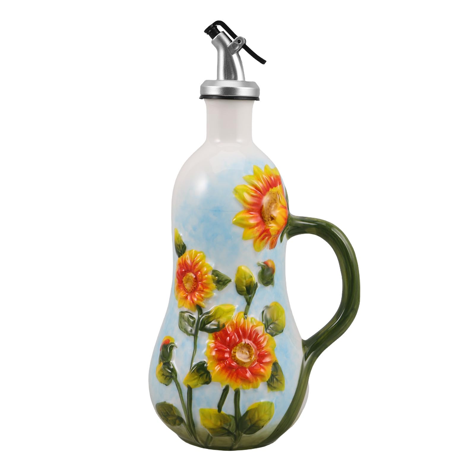 Operitacx Botella Dispensadora de Aceite de Oliva de Cerámica con Diseño Europeo Elegante y Capacidad de 600ml, Fácil de Limpiar y Reutilizable para Cocina y Comedor