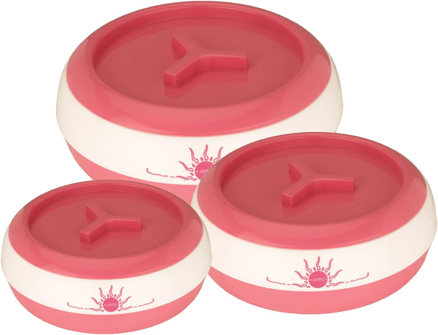 Jaypee Teen Bhoj Super Pink, Set of 3 Casserole (1200+1500+2500 ml)