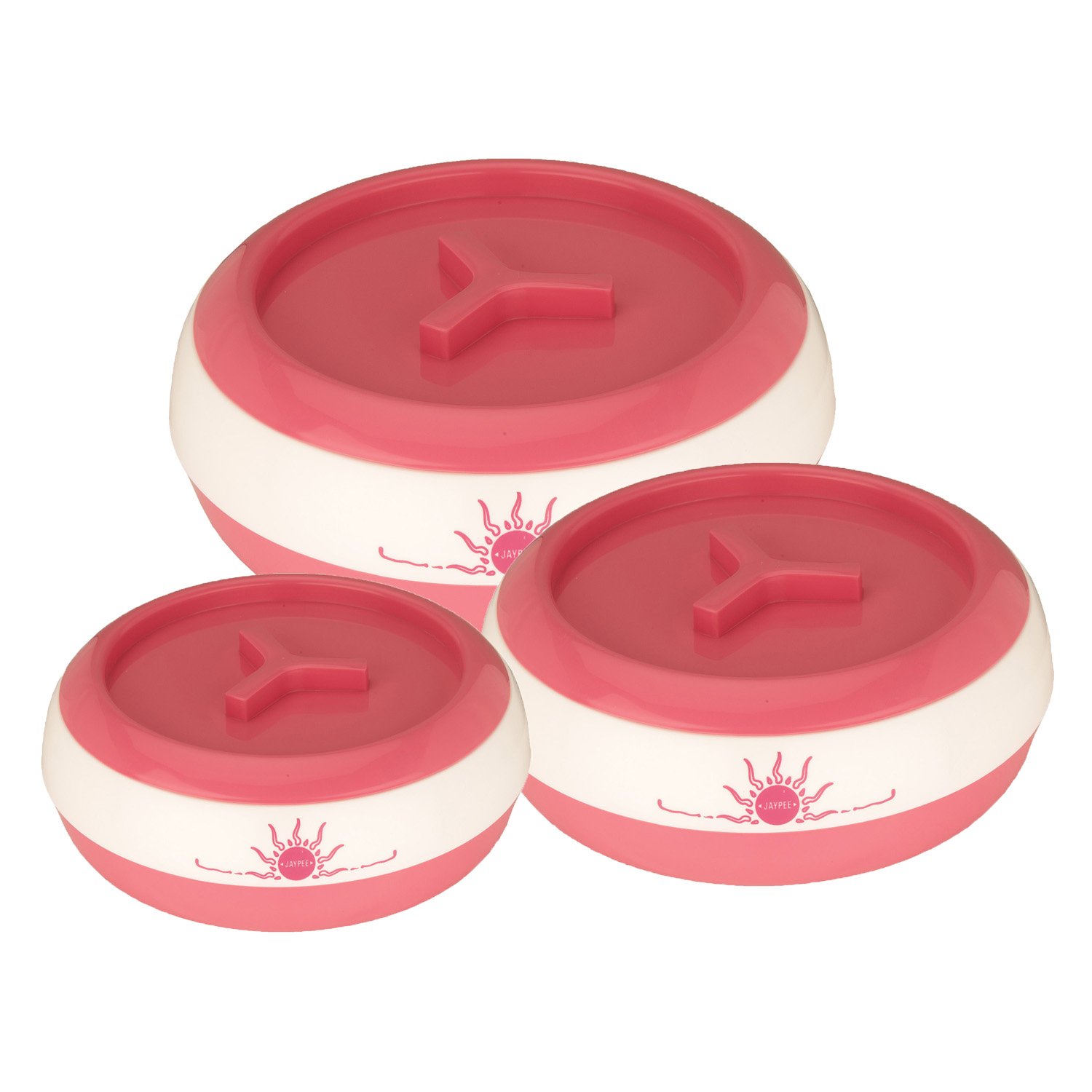 Jaypee Teen Bhoj Super Pink, Set of 3 Casserole (1200+1500+2500 ml)