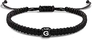 Initial Bracelets for Women Men Gifts for Her Teen Girl Best Friend Birthday Graduation Dainty Braided Bracelets Letter A-Z Charm Adjustable Link Mother's Day Jewelry Mom Christmas Gifts Valentine's Day Jewelry