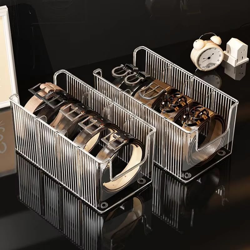 ARHAT ORGANIZERS Drawer Organizer for Belt, Tie, Wallet & Accessories | Transparent Belt Storage Box with Removable Dividers – Slim Closet Organizer, Space-Saving Design, Customizable Compartments-image-37