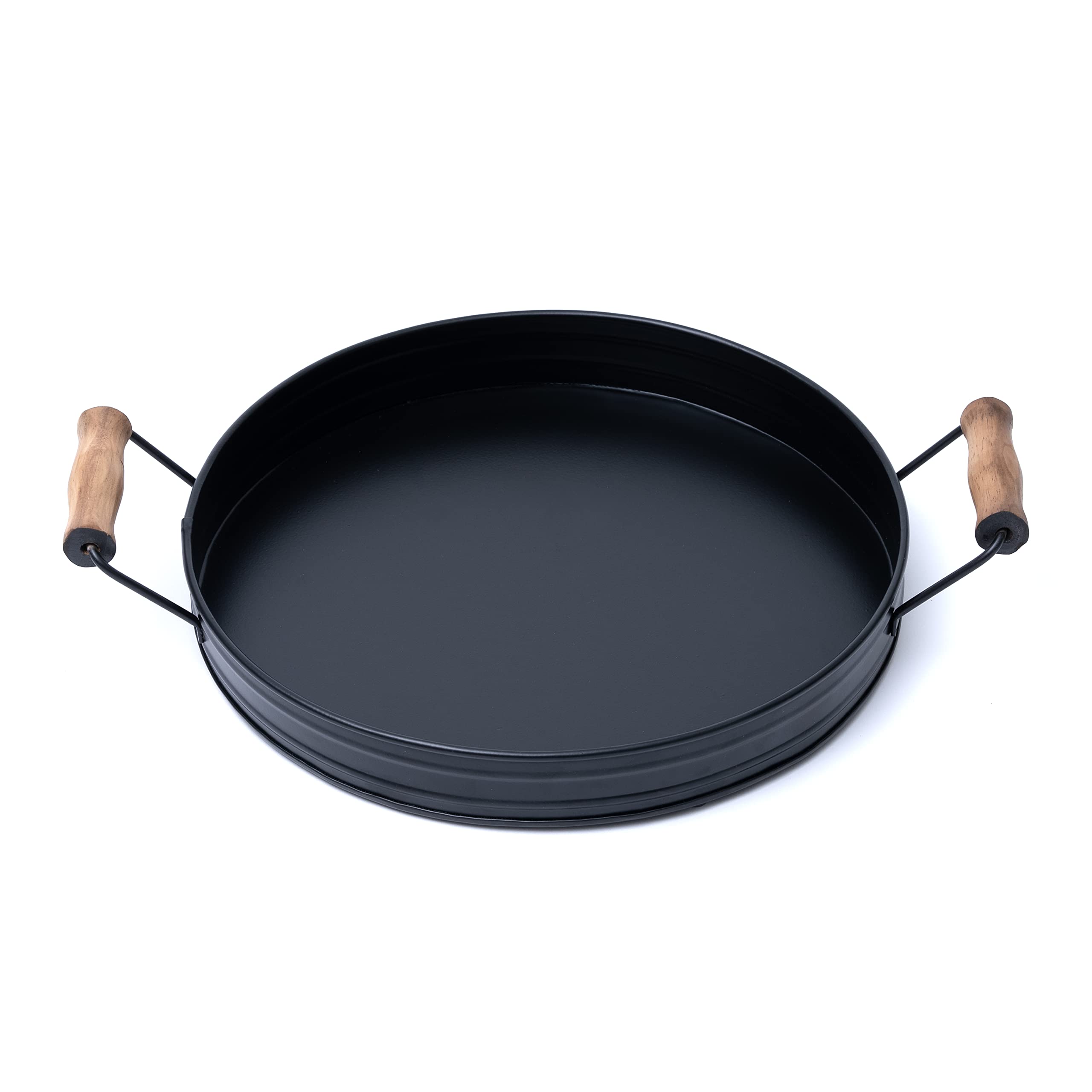 Olly & Rose Black Matt Premium Metal Serving Tray With Handles - Premium Decorative Home Décor 29Cm - Cosmetic Serving Tray And Platter - Makeup Organiser And Plate - Jewellery, Perfume, Candle, Coffee