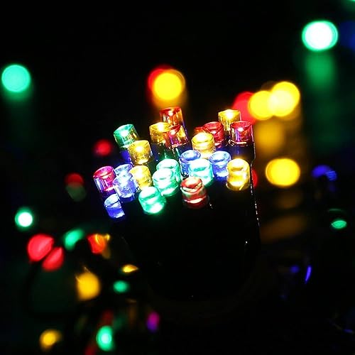 Miniatura 7 de SOLARMKS - Cadena de luces solares de 72 pies para exteriores 200 luces LED de temporada decorativas Cadena de luces multicolor