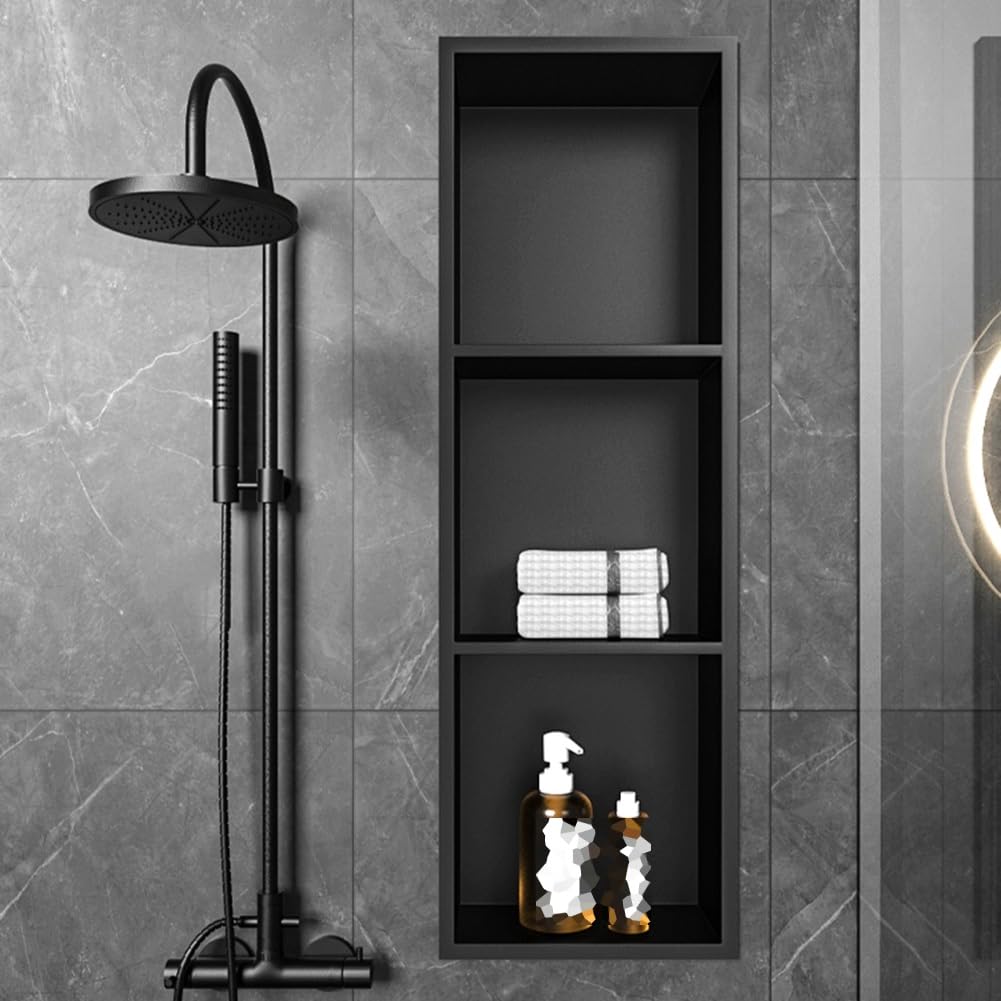 Estantes de ducha de acero inoxidable impermeables, elegante y duradero, estante de almacenamiento para champú, artículos de tocador y accesorios, organizador que ahorra espacio para inodoro