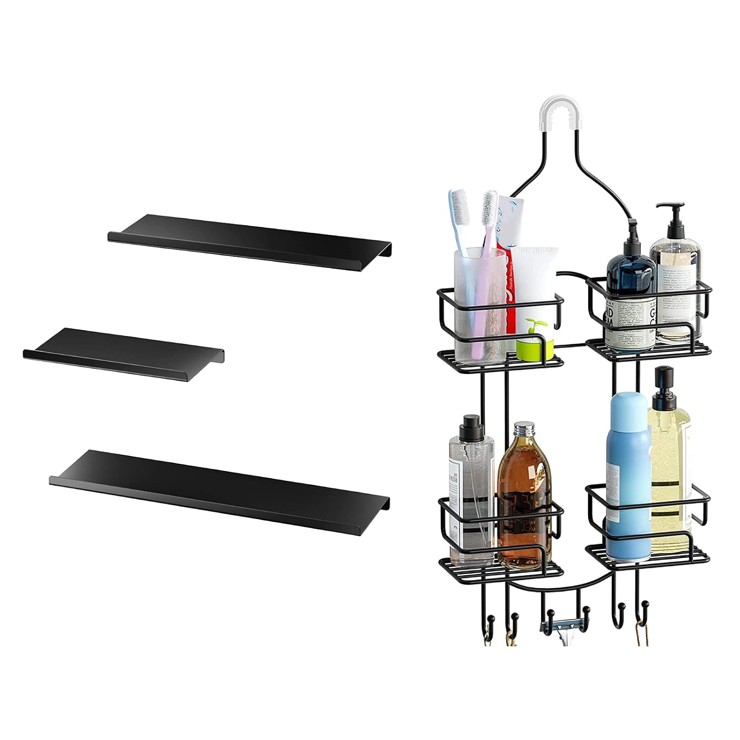 SRIWATANA Shower Caddy Organizer and Metal Floating Shelves Wall Wount Contains 2 Items