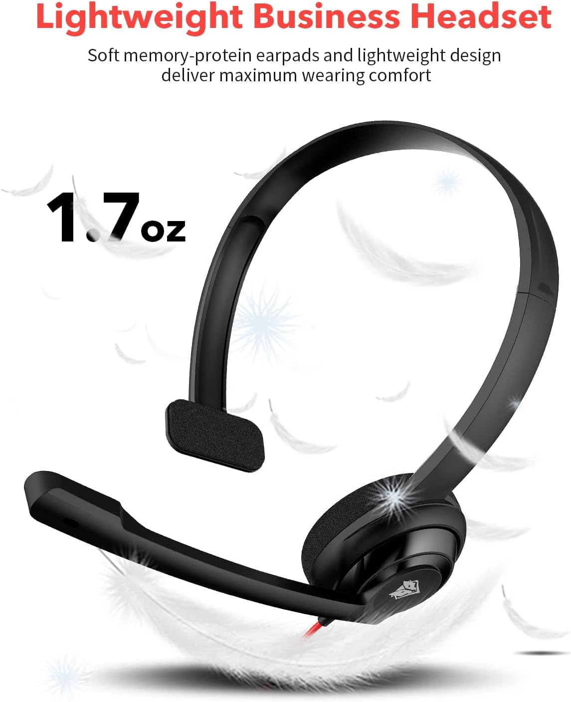 NUBWO HW02 - Auriculares USB con micrófono con cancelación de ruido y control en línea, auriculares de computadora ultra cómodos para computadora portátil, auriculares con cable para centro de