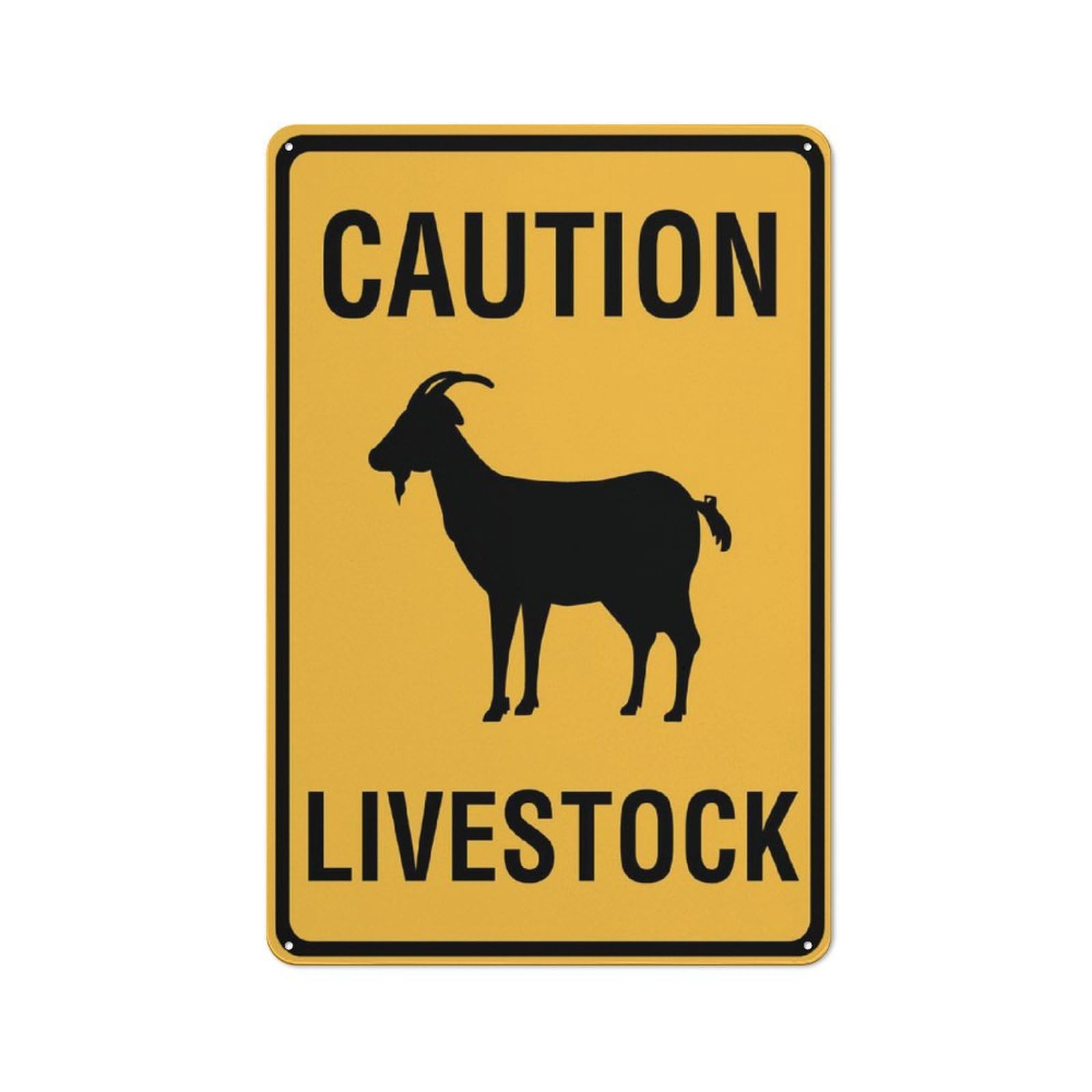 Caution Livestock Goat Sign 12”X8” Metal Signs Aluminum Sign Pre-Drilled Holes For Easy Mounting Indoor Or Outdoor Use For Fence Door Or Gate