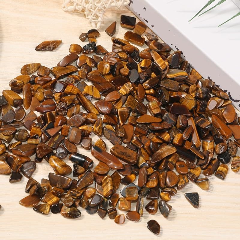 Piedras Decorativas, Piedra triturada de Ojo de Tigre Natural for pecera, decoración de Maceta, espécimen Mineral de Varios tamaños(9-12mm1000g)