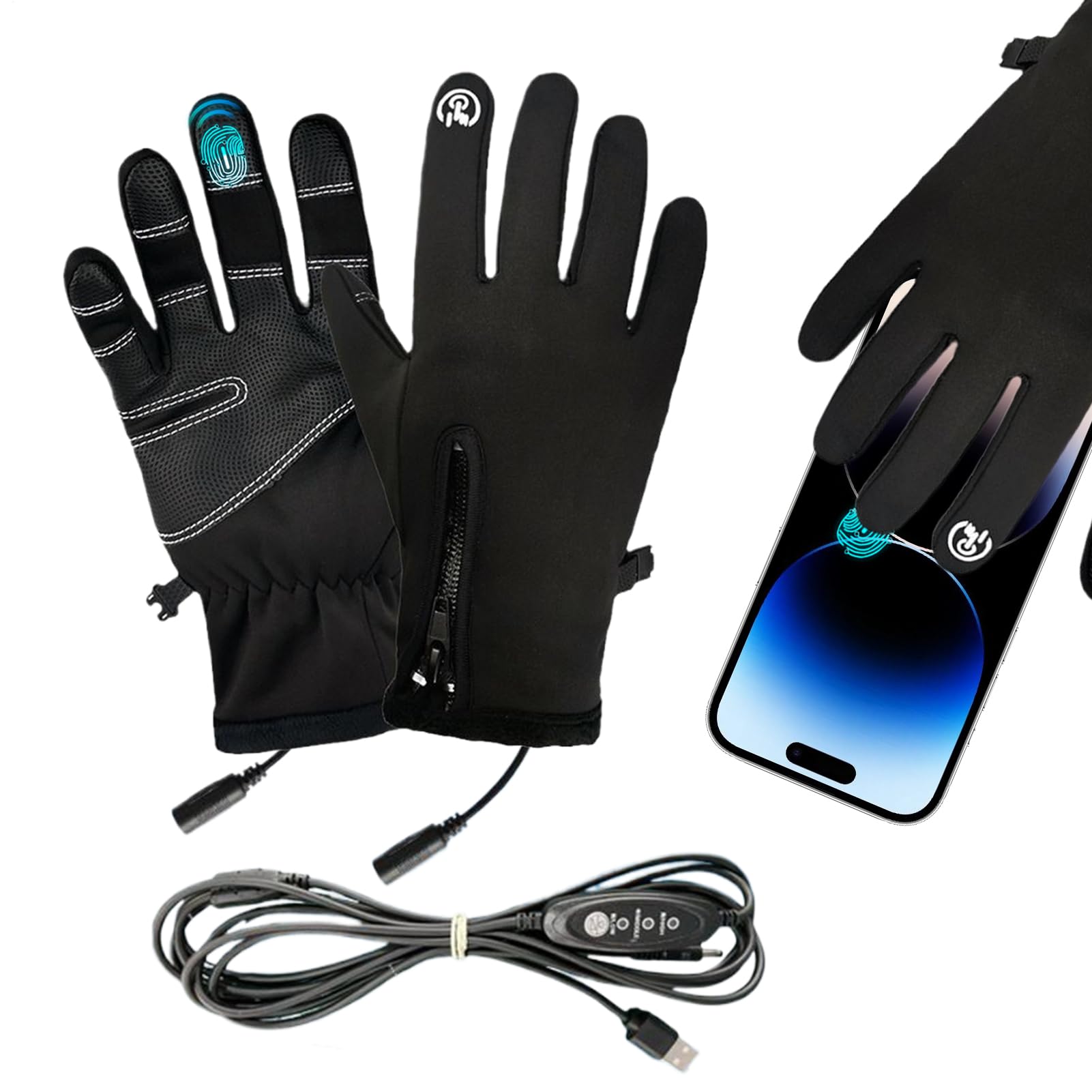 Heated Gloves Set - Electric Touchscreen Mittens, Usb Hand Warmers, Adjustable Temperature Control | Premium Winter Outdoor Accessory For Hiking Climbing Sports Commuting Hunting Skiing Snowboarding