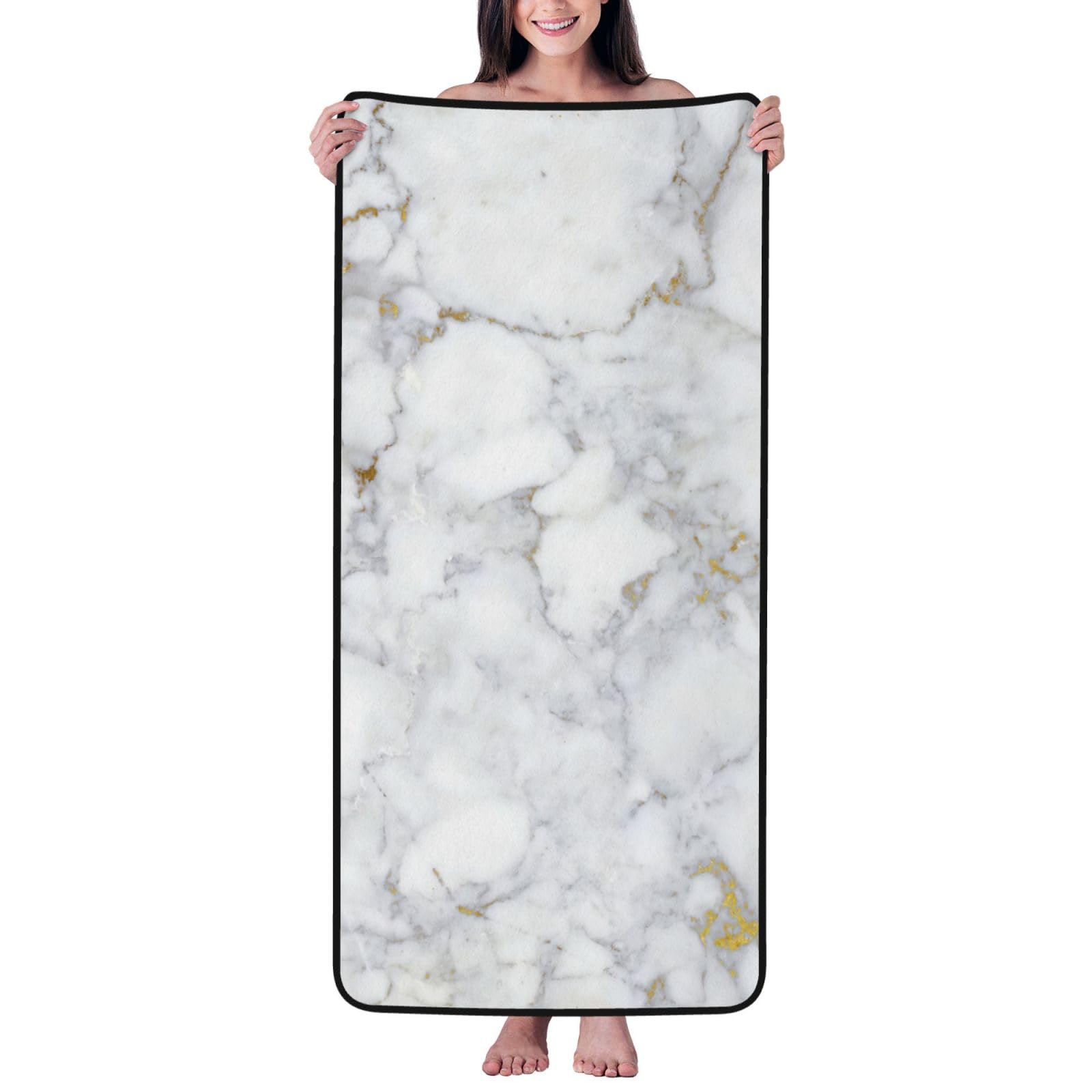 JBJGKHLP Light Black Marble Print Women Men Couples Coral Velvet Bath Towel Ultra-Soft For Home Bathroom Travel