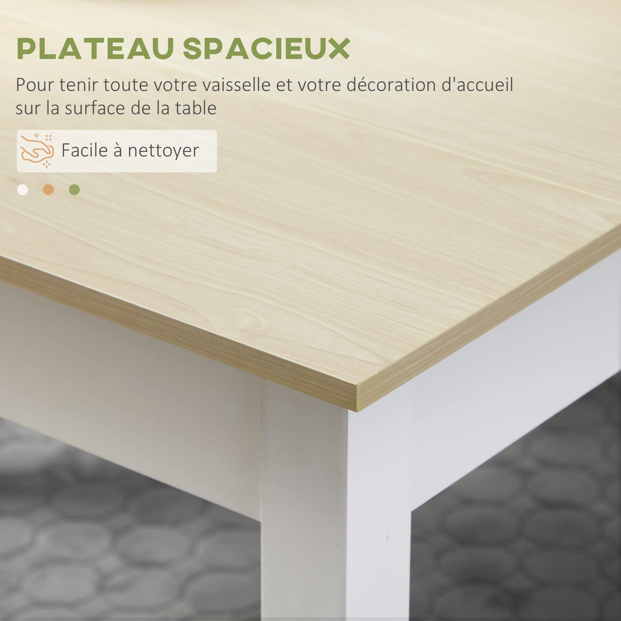 HOMCOM Ensemble Table à Manger 3 pièces avec 2 bancs encastrables pour 4-6 Personnes Style Contemporain - Cuisine Salle à Manger Salon - Panneaux de Particules