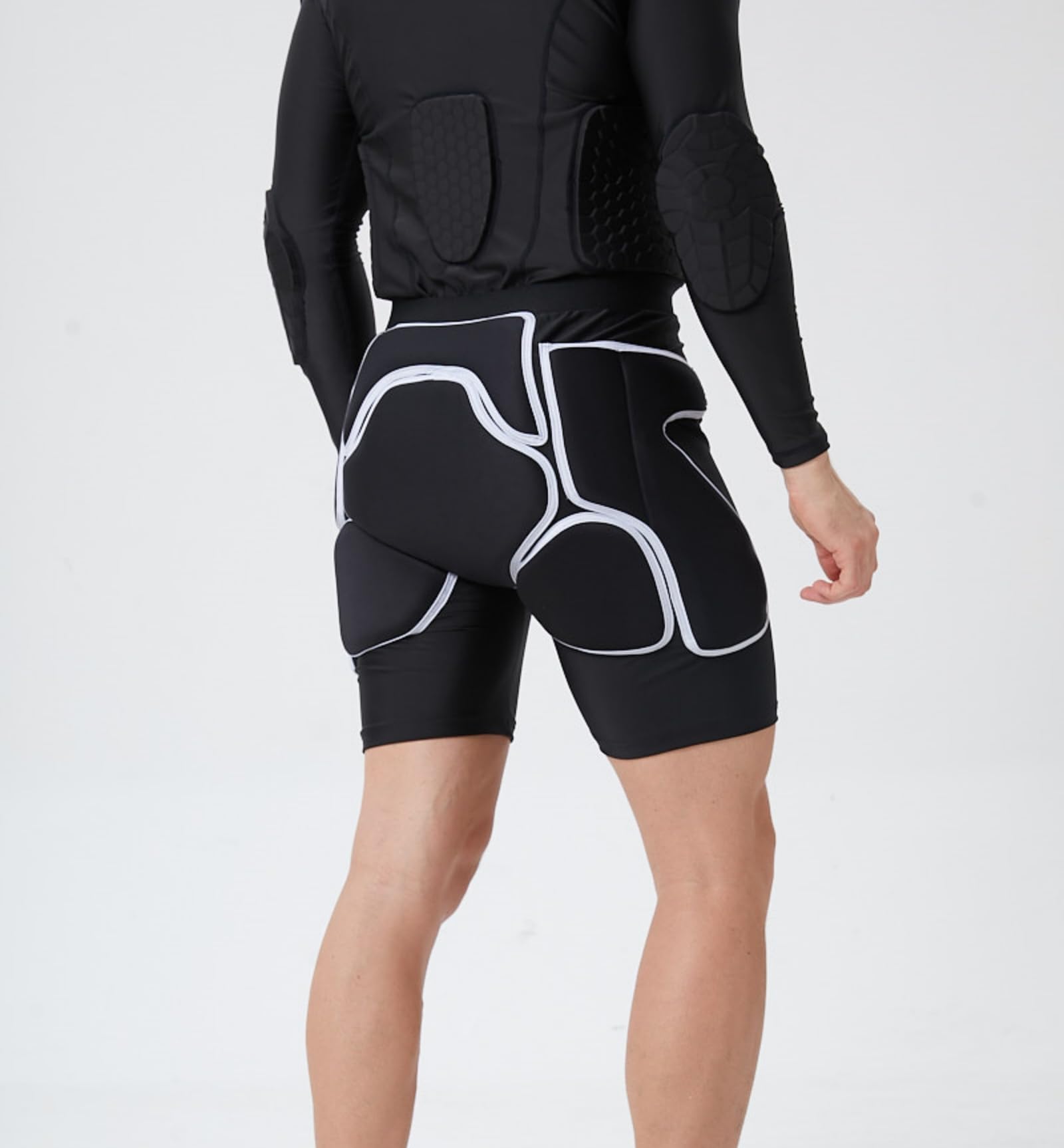 Topeter Impact Shorts, Hip Protective Gear Guard Underwear for Goalie Rugby(L, Grey), Black - Image 2