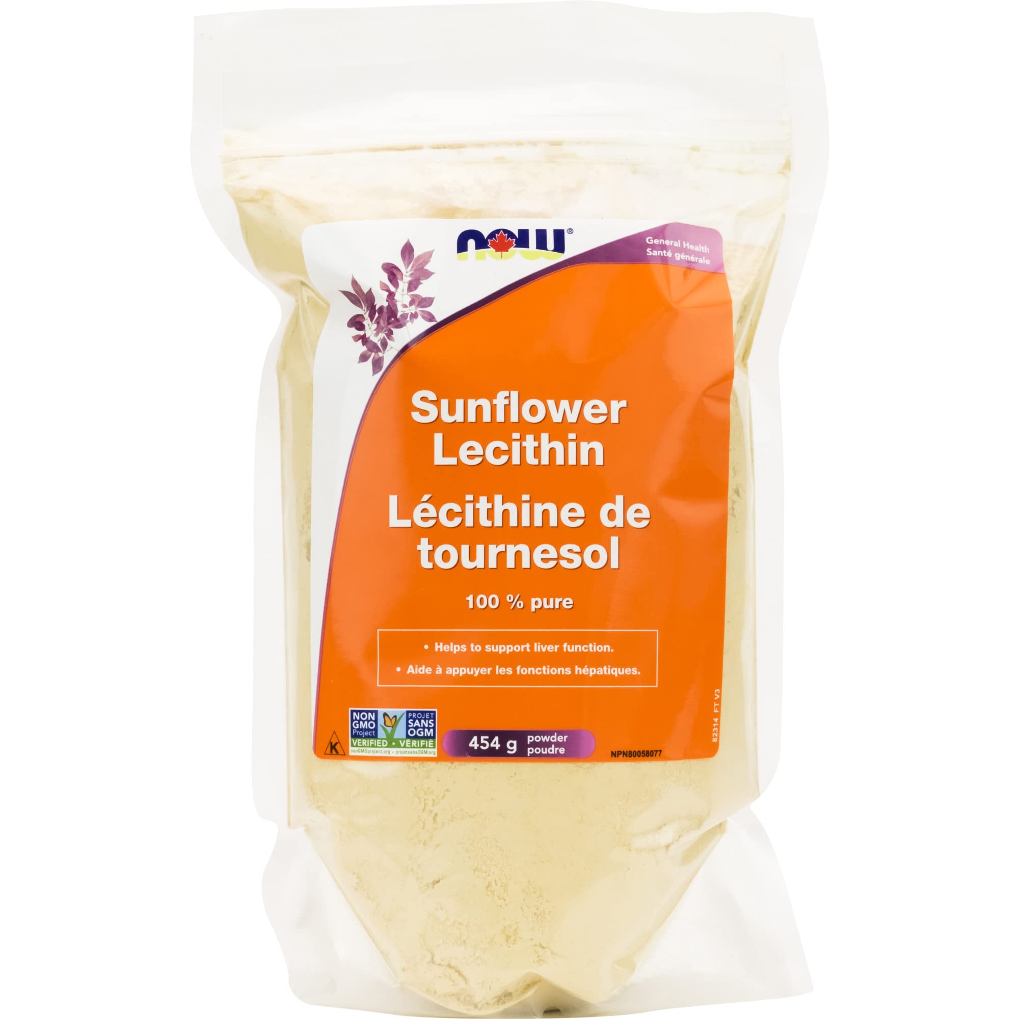 Now Sunflower Lecithin Powder Non-GMO 454g