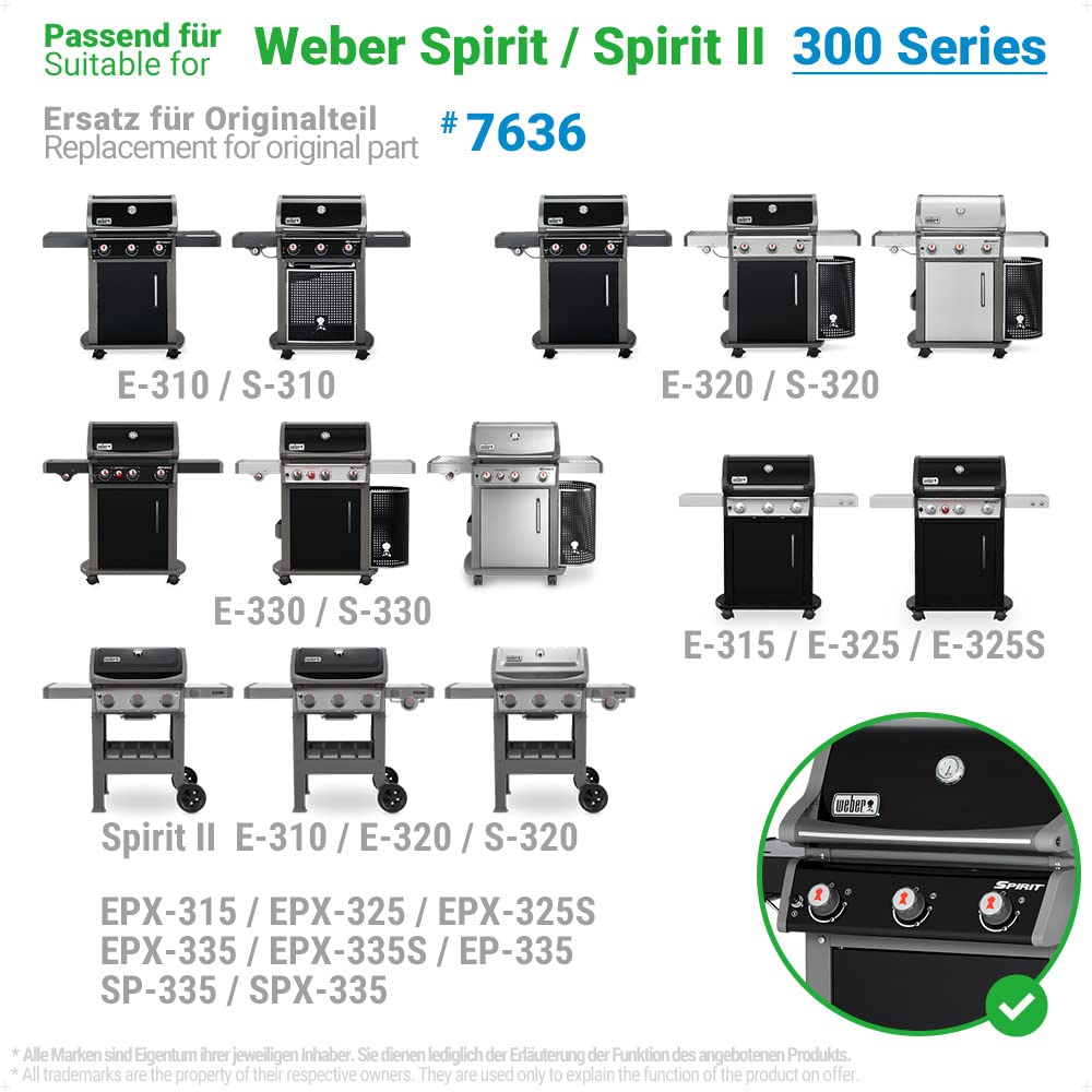 ecooe V2A Edelstahl Aromaschienen Flavorizer Bars für Weber Spirit und Spirit II - 300er Baureihe ab 2013 - Ersatz für Weber 7636 (5 Stück) - passend für Weber Spirit E S 310 320 330 und mehr