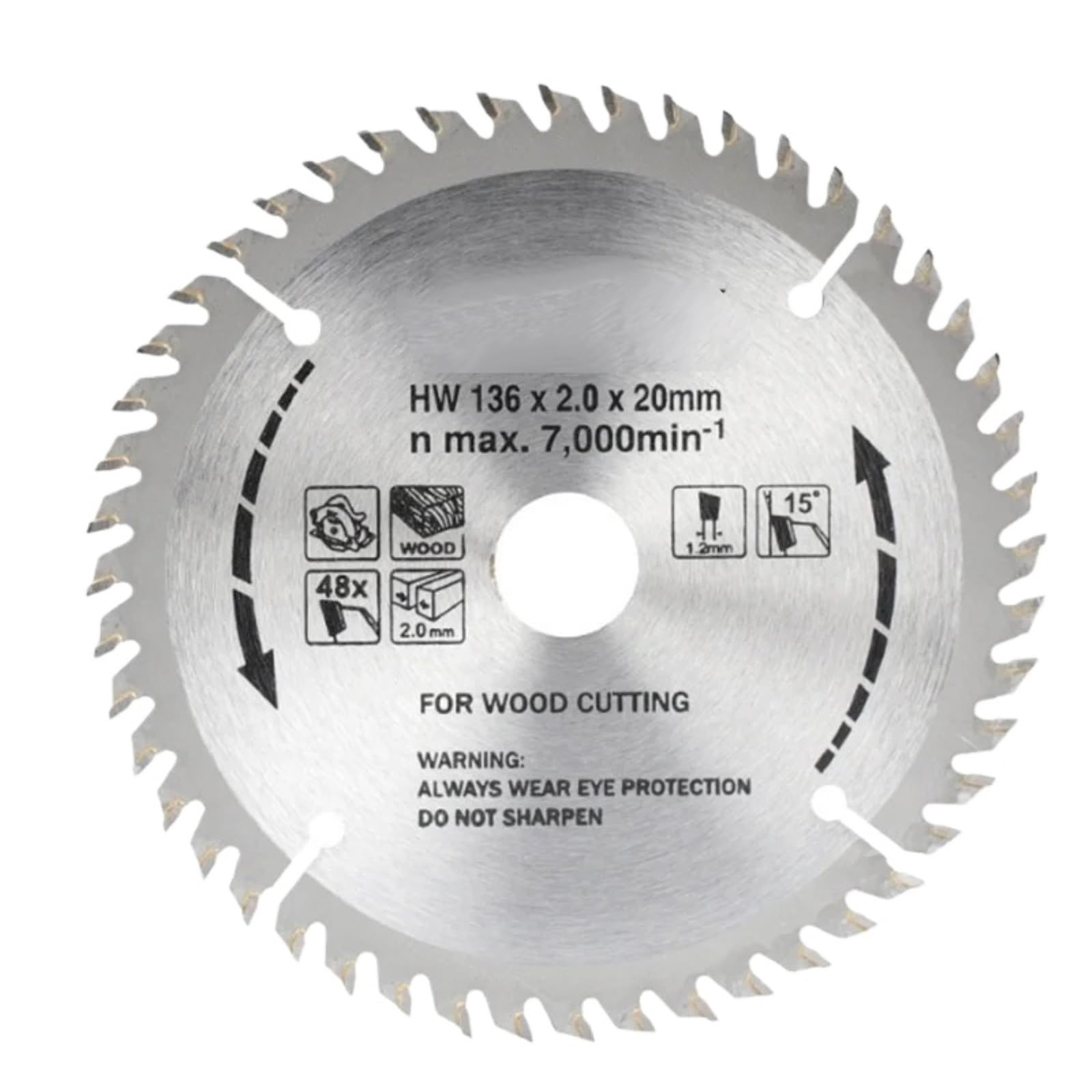 Lama per sega per taglio met alli Lama for circolare for la lavorazione del legno 1PC TCT 136mm con lama for in lega dura da 48 denti utilizzata for il taglio del legno