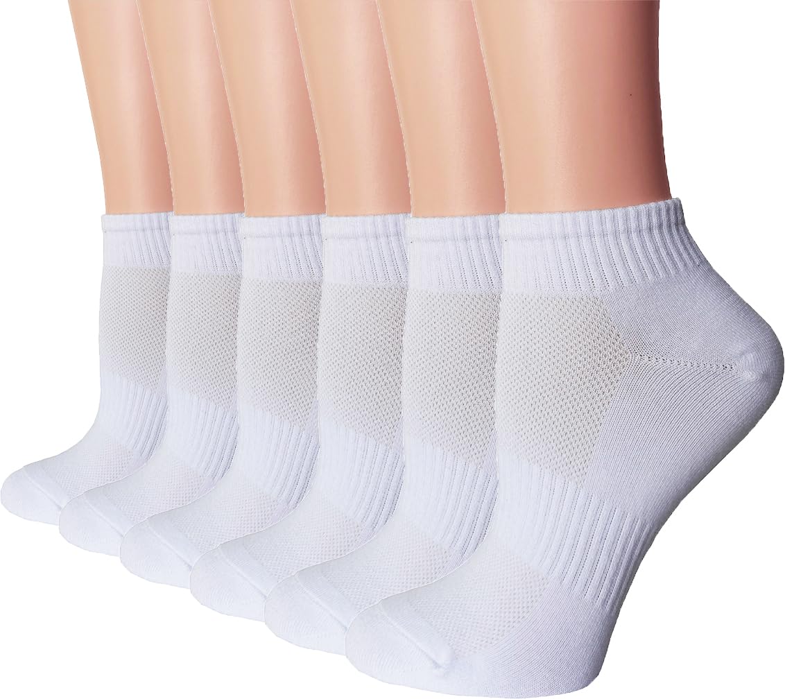 FORMEU Women Trainer Ankle Sports Socks Walking Running Casual Athletic Socks Anti-Blister Breathable Quarter Gym Socks Cushioned or Non Cushioned for Ladies Girls 4/6/10 Pairs