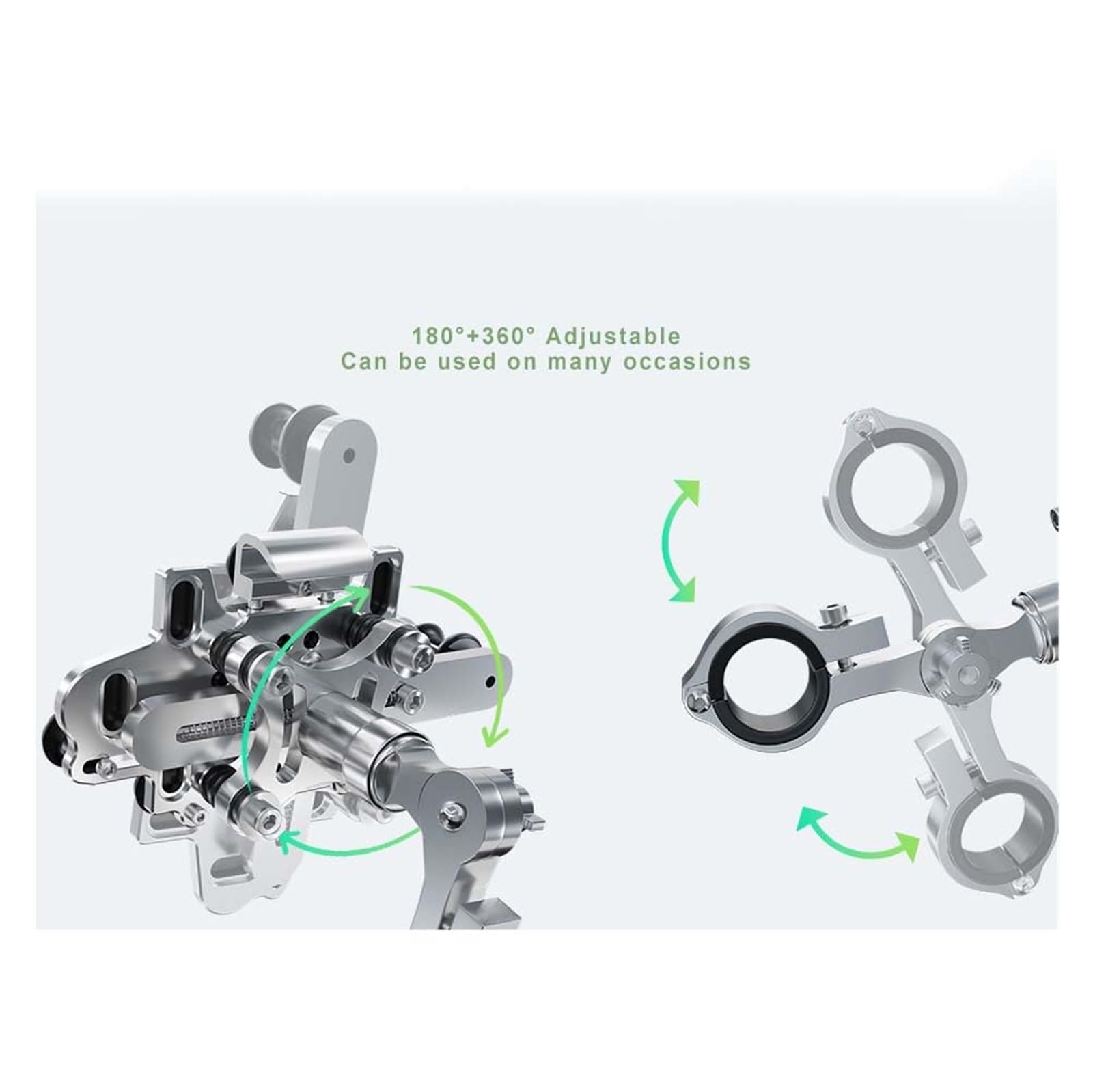 Supporto telefono bicicletta Per Supporto Per Telefono Moto HD Rotazione A 360 ° Silicone A Sgancio Rapido Anti Vibrazione Anti Scivolo Rotazione Regolabile Anti Vibrazione(‎B-silver)