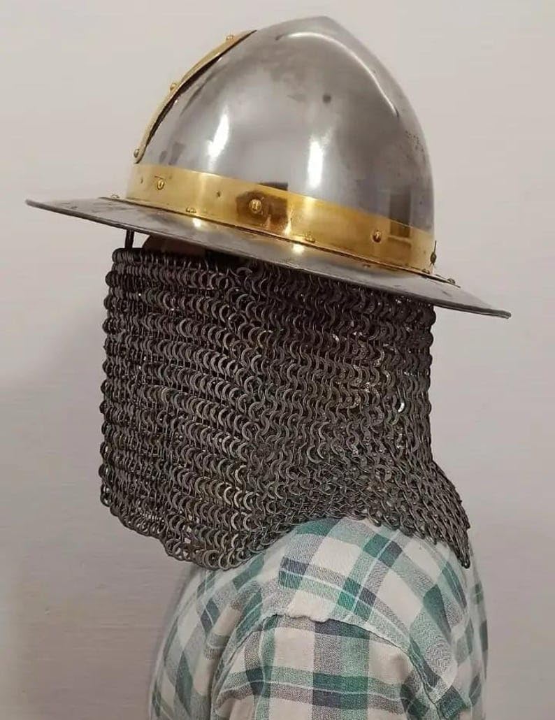 medieval Steel Helmet Brass Design Templar Knight Helmet Crusader Black Finish
