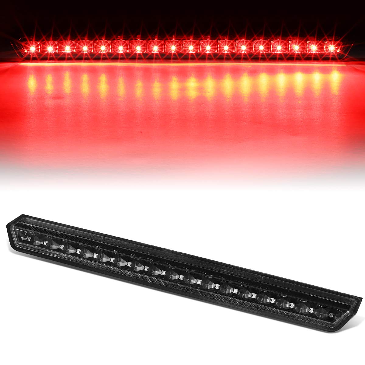 Auto Dynasty Full LED 3rd Third Brake Tail Light Rear Stop Lamp Compatible with Chevy Suburban Tahoe 15-20, High Mount, Black Housing Clear Lens