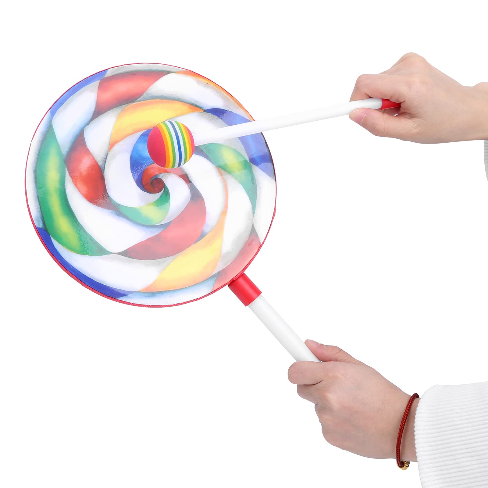 Batería Colorida con Forma de Piruleta para Educación Musical para Niños con 10 Piezas de Pandereta y Baqueta, Material Plástico, para Entusiastas de la Música