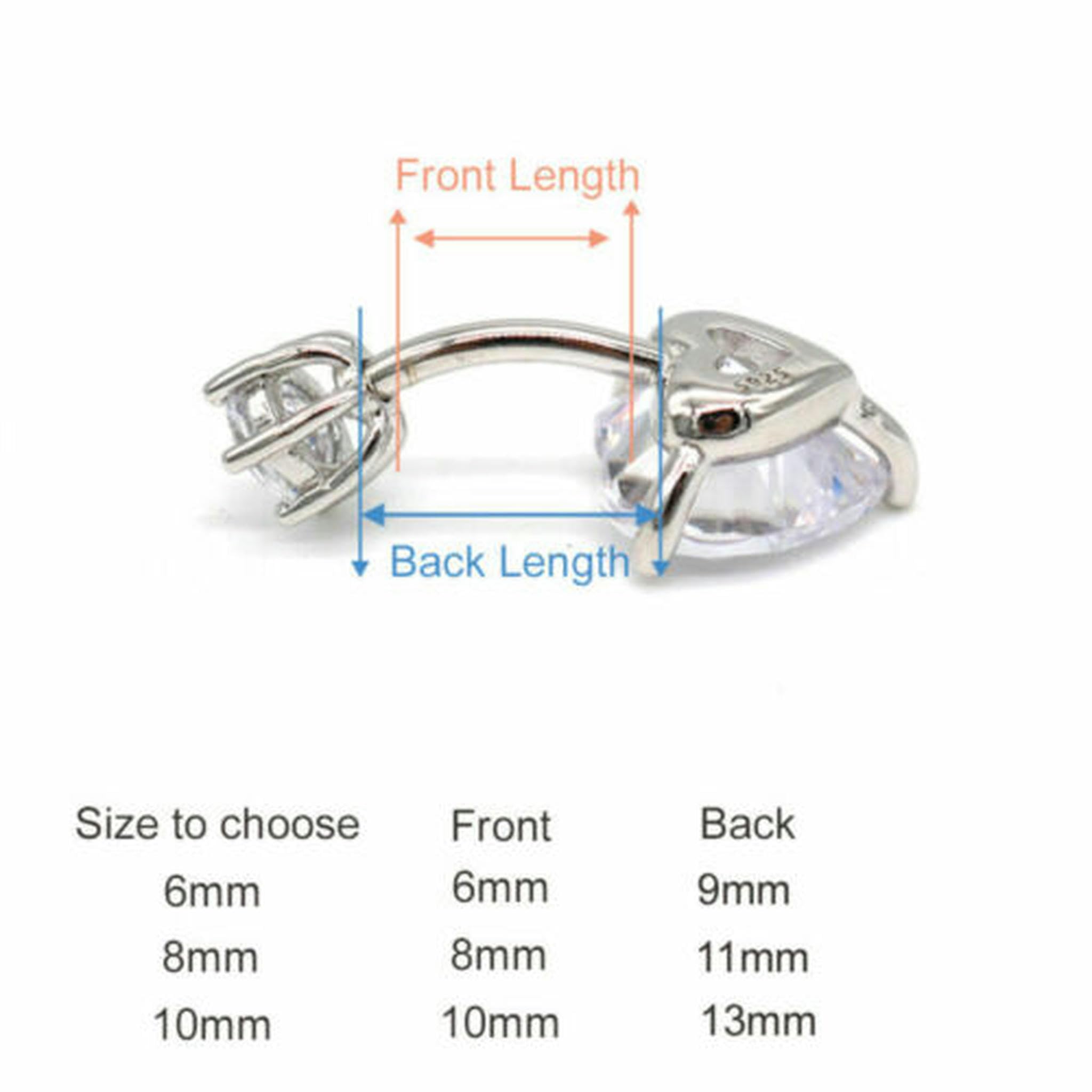 Piercing all'ombelico con Barra in Cristallo CZ e Cuore in Argento Sterling A4125-8mm