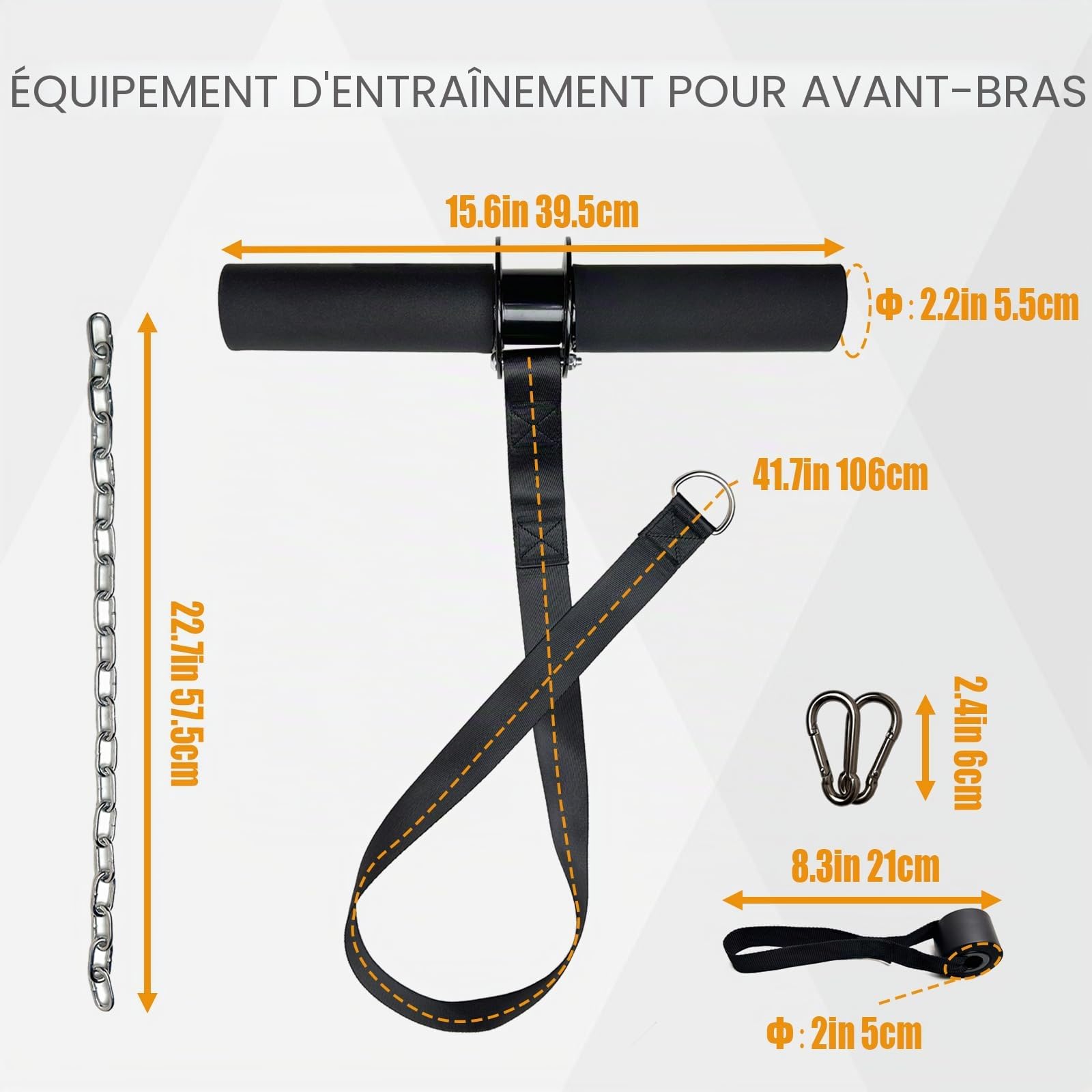 Rouleau de renforcement d'avant-bras, équipement d'entraînement multifonction pour avant-bras avec poignée épaisse, rouleau de poignet, pistolet pour entraînement de force du poignet et des