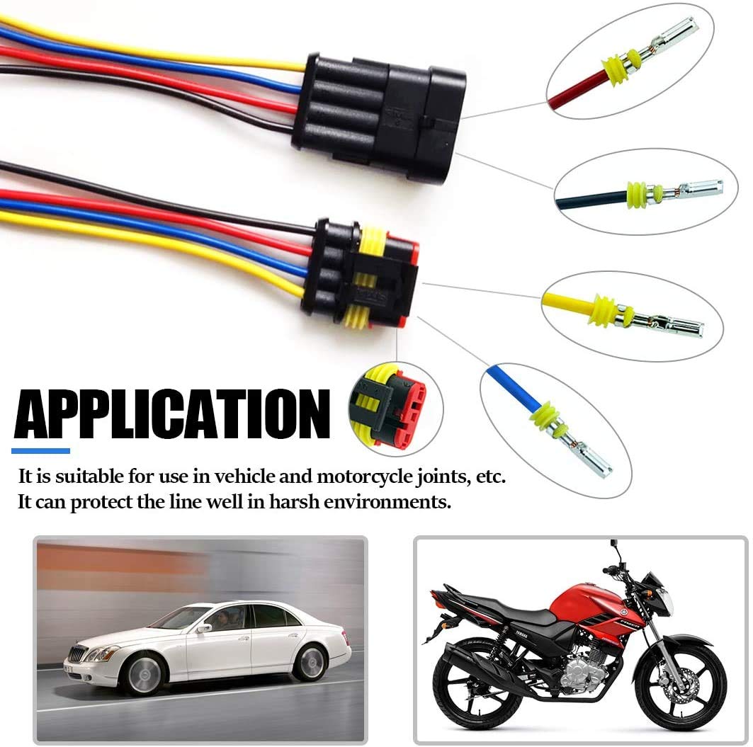 Conector Eléctrico Impermeable 4 Pines YINETTECH - 16 AWG, 10A, Longitud Cable 15 Cm, Para Motos, Scooters Y Automóviles