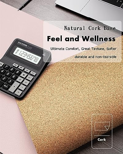Image of YSAGi Double-Sided Desk Mat, Eco Cork & Leather Desk Protector, Large Mouse Pad & Writing Pad for Office /Home (31.5 inchx15.7 inch, Pink+Cork)