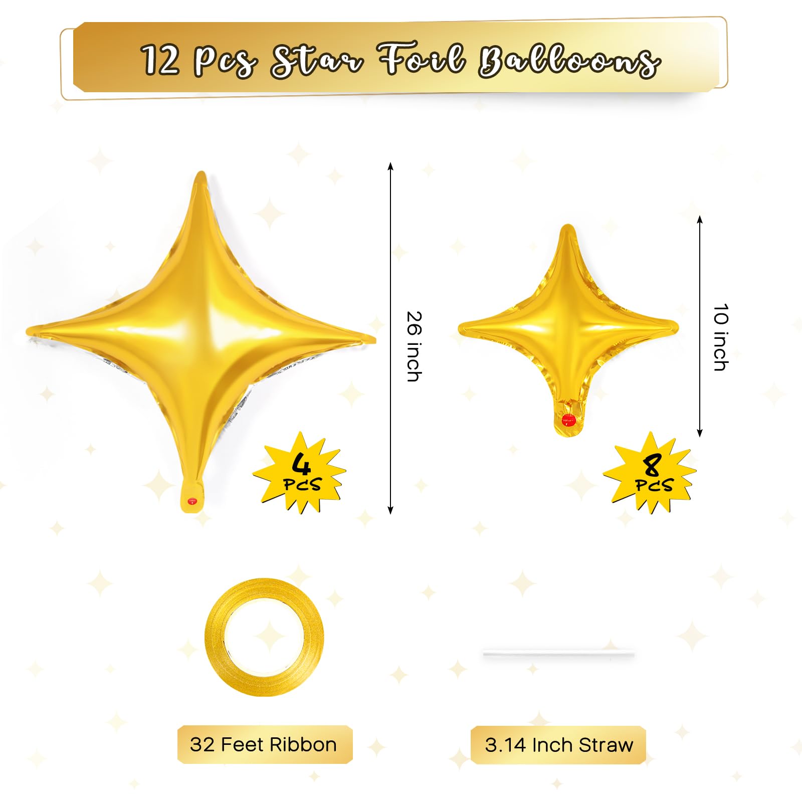Foil Star Balloon Silver Star Balloons 60 Pieces 4 Point Star Foil ...