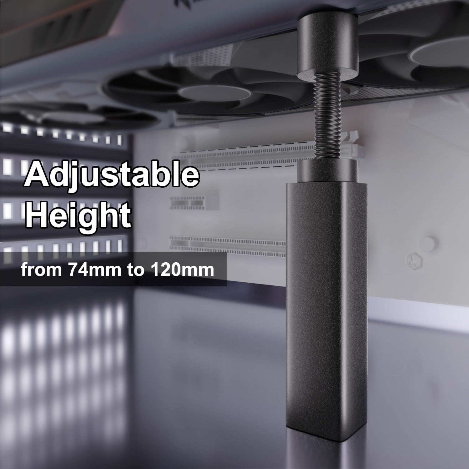 GPU Support Bracket, Aluminum Adjustable Graphics Card Holder, Video Card Stand, Anti Sag GPU Support 74-120mm