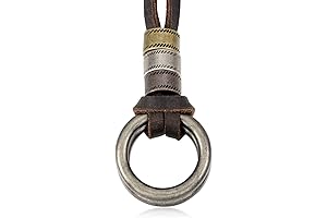 Genuine Leather Double Ring Holder Necklace For Men