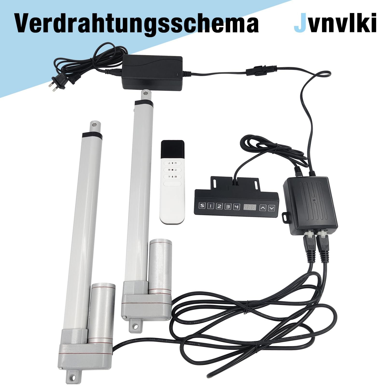 2 Stücke 1000mm Hub Synchronisierend Linearantrieb 3000N 5mm/s IP65 Wasserdicht AC90-240V Linearmotor Linear Actuator mit Netzteil,Synchronregler und Montagebügeln