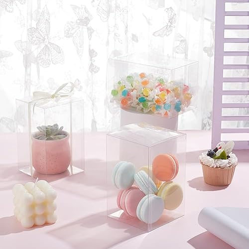 Miniatura 4 de BENECREAT 15 cajas de regalo rectangulares transparentes, caja de PVC de plástico transparente para boda, fiesta de cumpleaños, despedida de