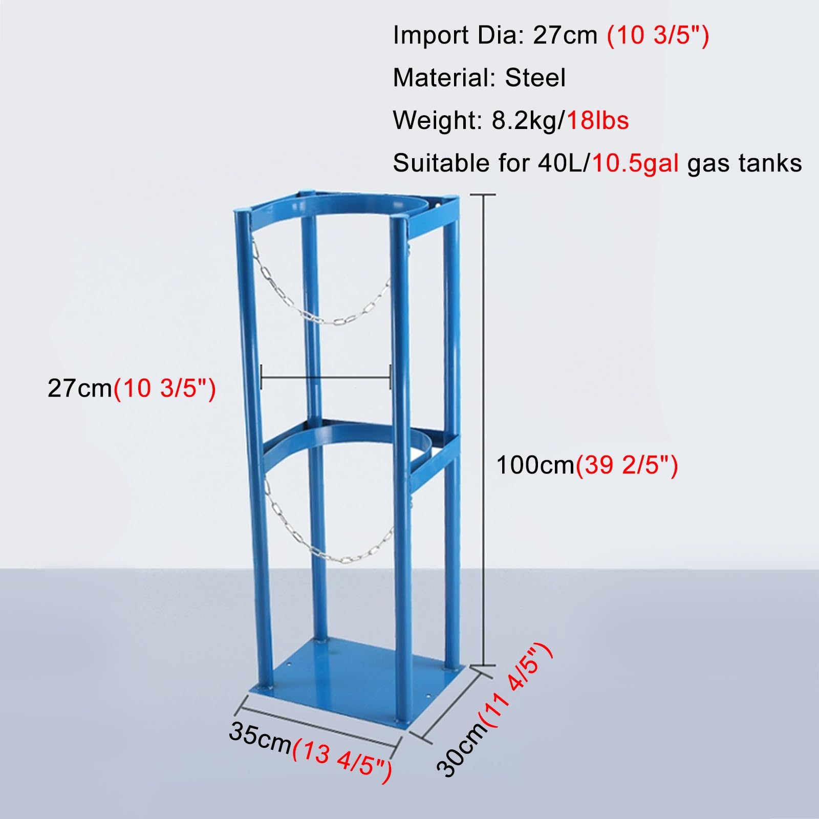 Soporte para Bombonas Gas L 35 65 95 125 155 Cm Soporte Para Bombonas De Oxígeno, De Suelo Soporte Vertical Para Bombonas De Nitrógeno Para El Hogar, Fábrica,(L 35cm(13 4/5"))