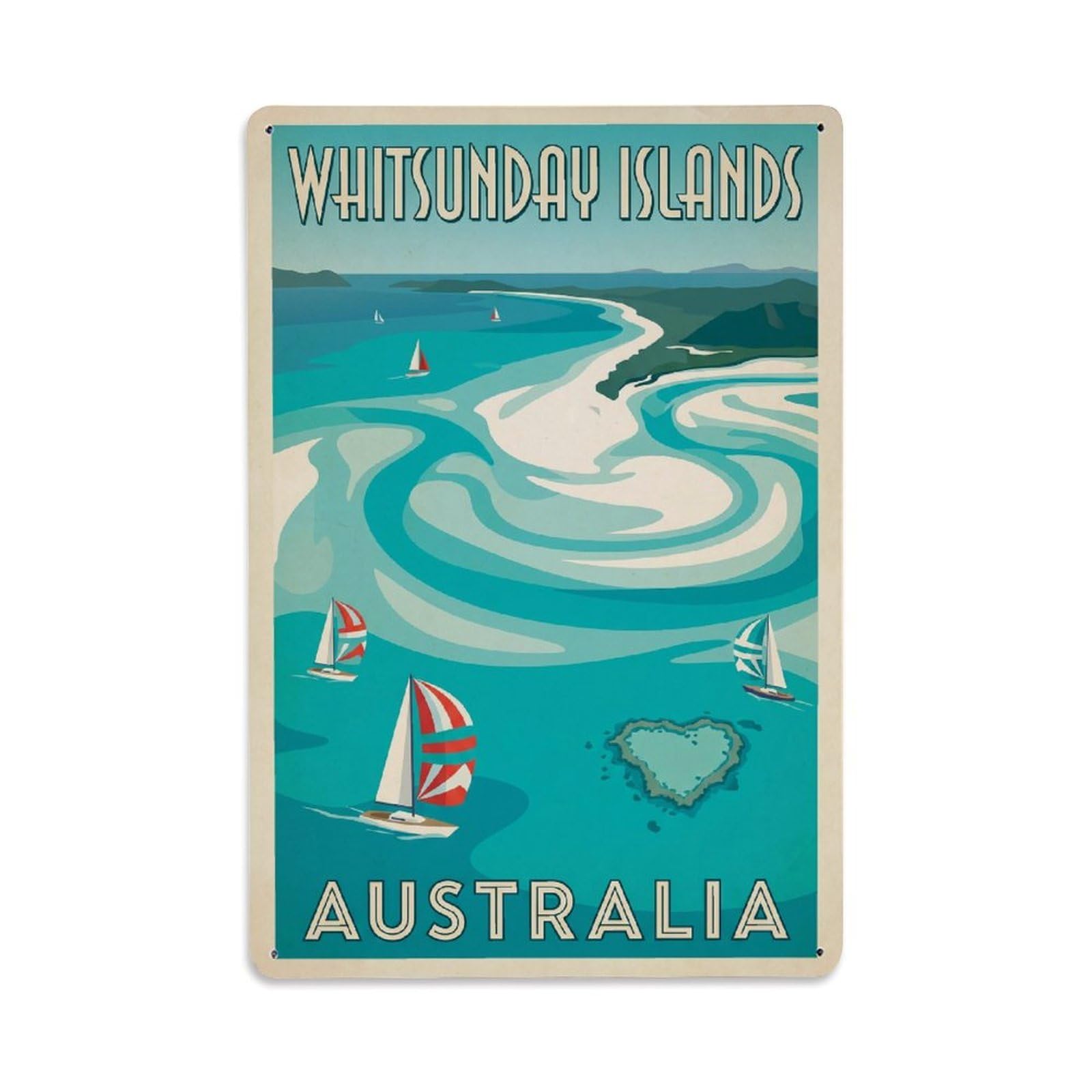 Gead 8X12inch Style Vintage Travel Australia Whitsunday Islands Metal Tin Sign
