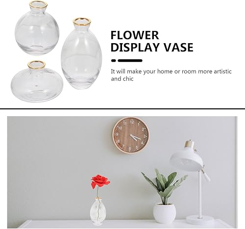 Miniatura 8 de Midi Bell Bud - Juego de 3 jarrones de vidrio, terrario, maceta de vidrio, decoración del hogar, jarrón hidropónico, centros de mesa para arreglos