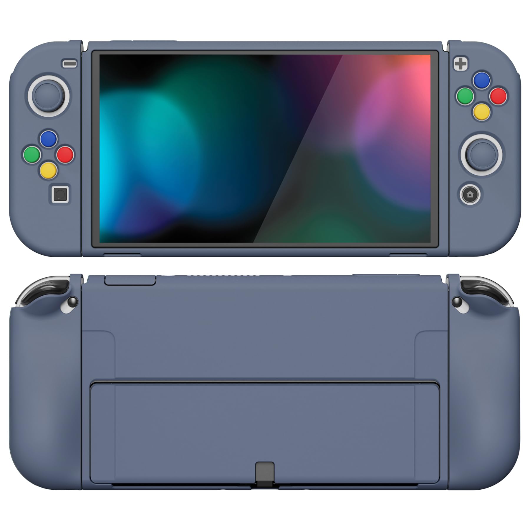playvital ZealProtect Coque de Protection Souple Joycon pour Nintendo Switch OLED avec Capuchons pour Pouce et Boutons ABXY Direction Gris Ardoise