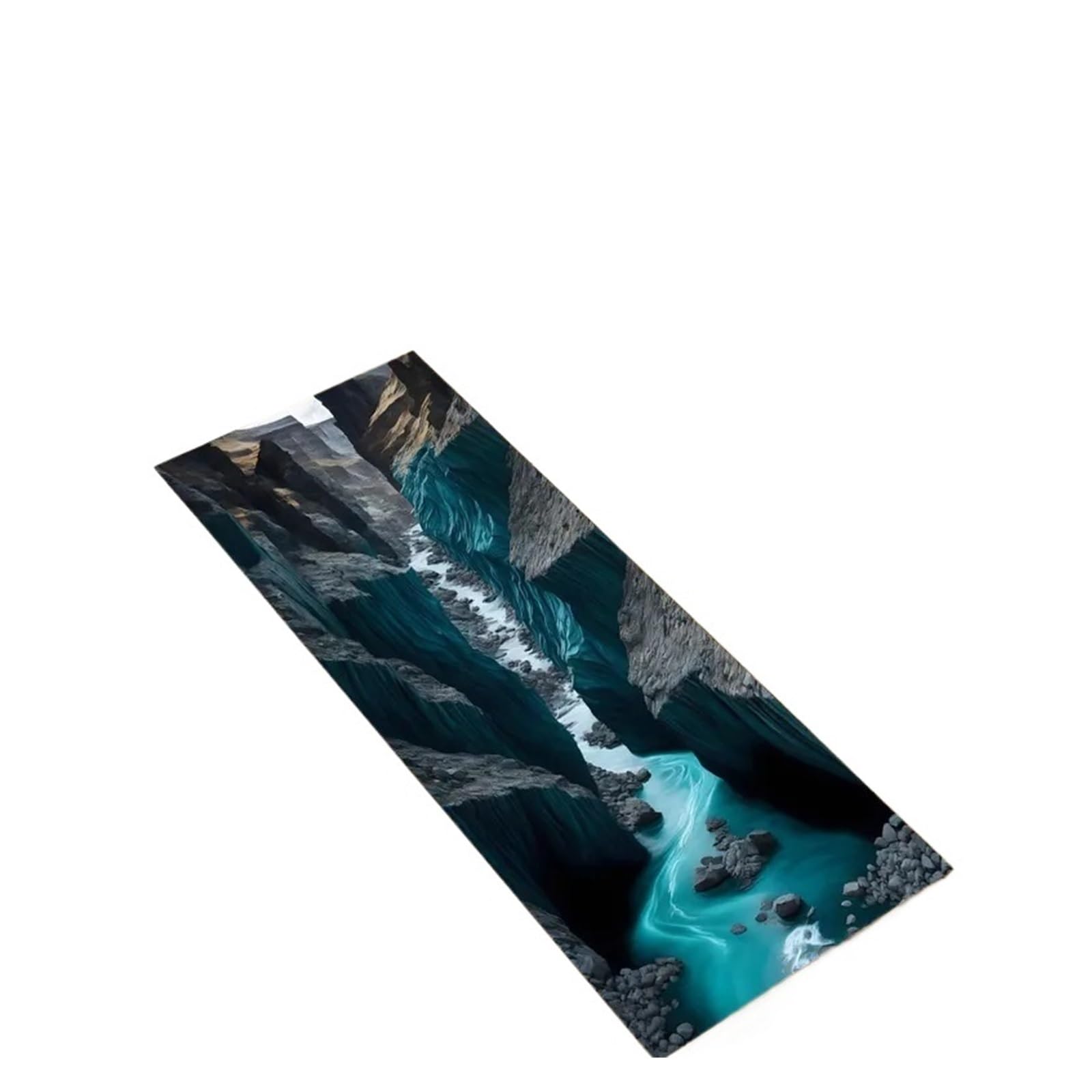 Tapis de sol optique 3D pour cuisine moderne au design craquelé bleu