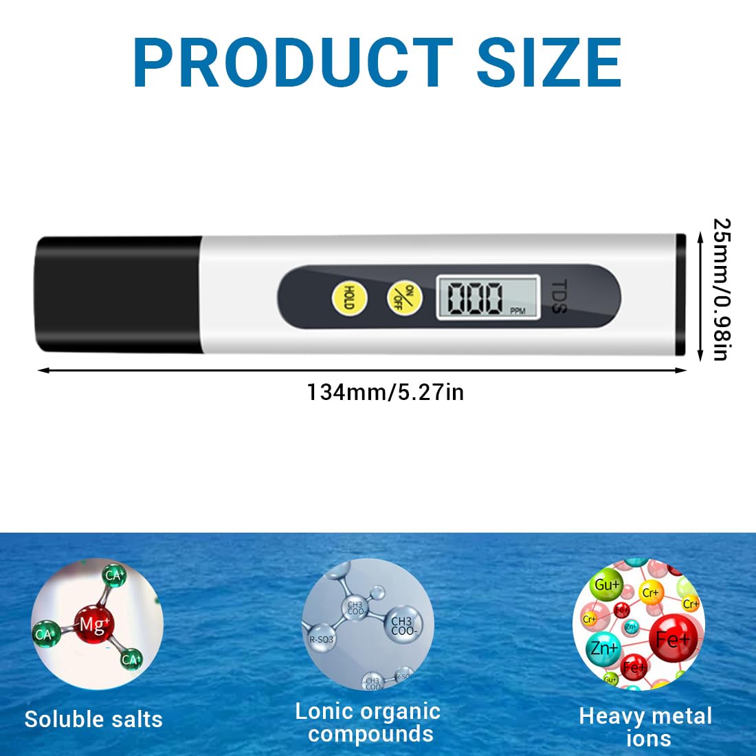 Tester qualità Acqua, Water Electrolysis Test Penna, TDS Tester di Acqua 3 in 1, 0-999 PPM, Digitale Misuratore TDS per Acquari, Piscine, Acqua, Veloce e Preciso, Auto Calibrazione per Acqua Potabile