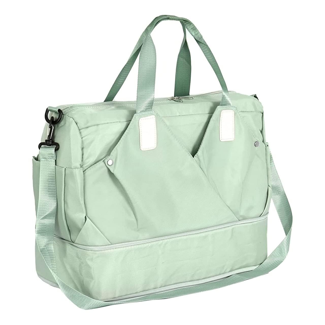 VARNIRAJ IMPORT & EXPORT WITH V LOGONylon Foldable Travel Bag Waterproof Sport Gym Travel Duffel Bag With Shoes Compartment Custom Women Weekend Bag, 20 cm,Brown