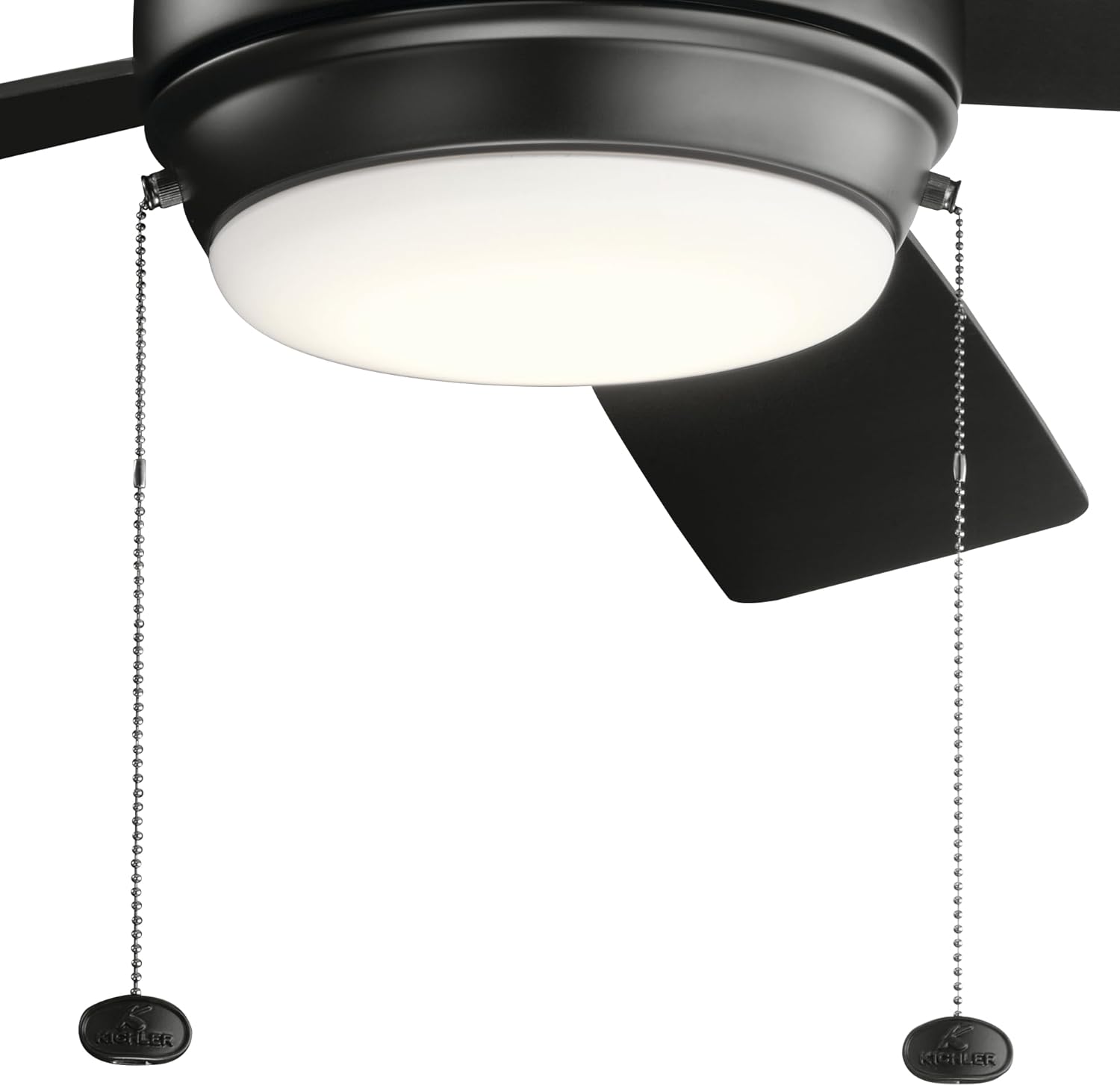 KICHLER Starkk 52 in. Integrated LED Indoor Satin Black Downrod Mount Ceiling Fan with Light Kit and Pull Chain 330174SBK