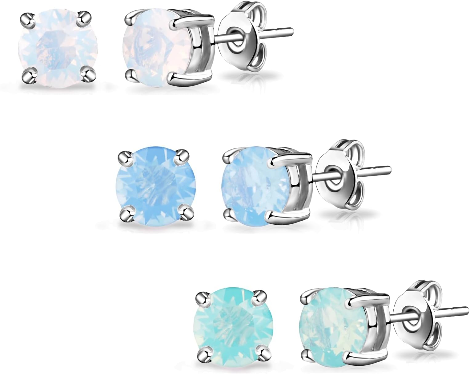 Pack of Three Opal Earrings Created with Zircondia® Crystals