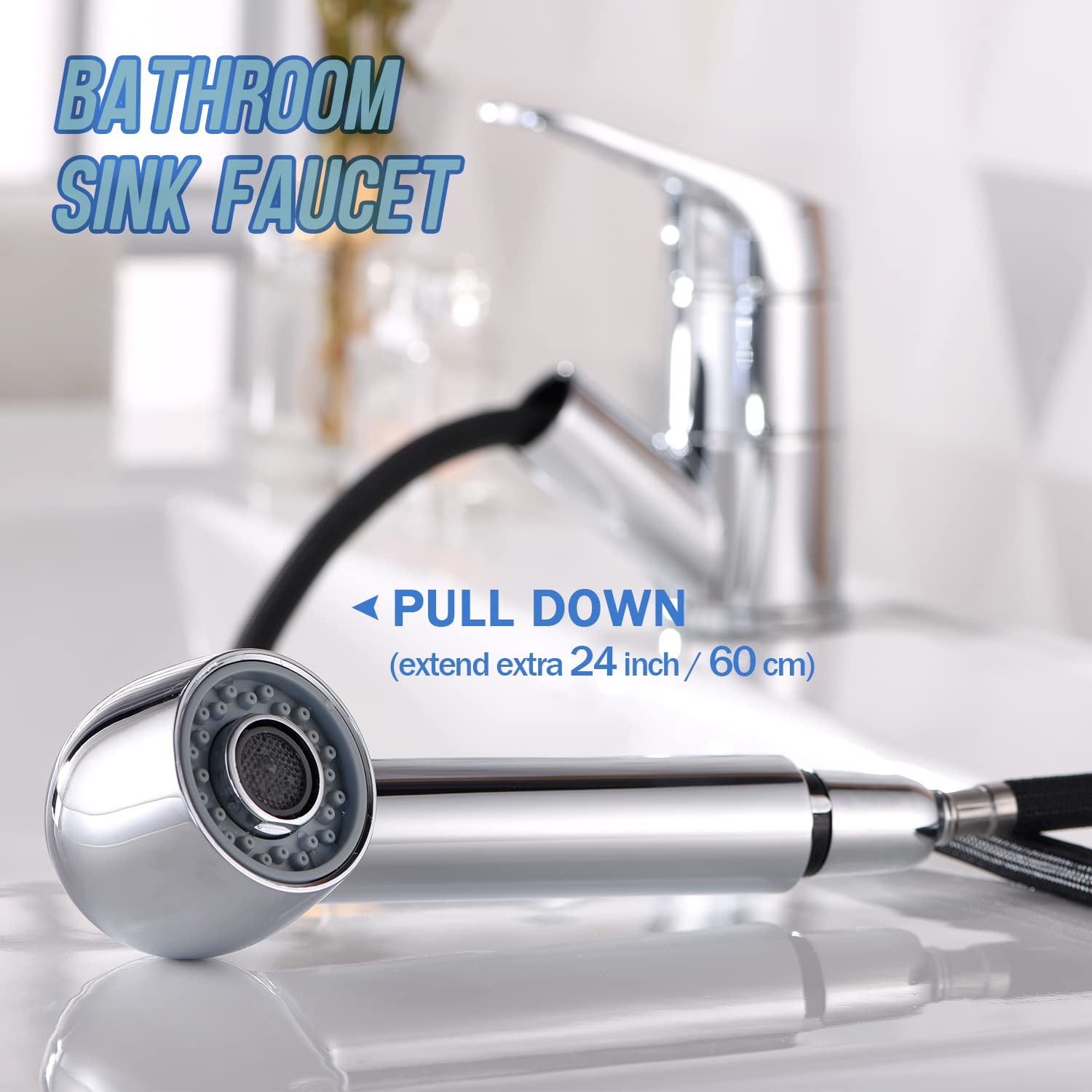 Rubinetto da cucina estraibile YUANNY, rubinetto per lavabo con doccetta estraibile a 2 getti ad alta pressione, miscelatore monocomando in ottone per rubinetto da cucina